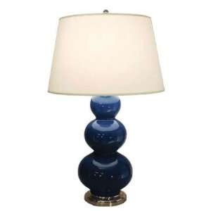   Light Table Lamp, Marine Blue Finish with Pearl Dupioni Fabric Shade