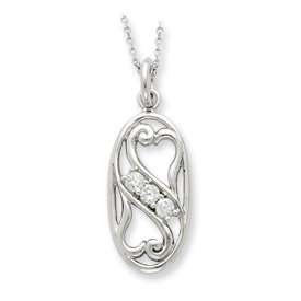   Silver CZ Best Friends Forever 18inch Necklace   JewelryWeb Jewelry