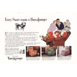  1955 Ad Santa Claus Barca Lounger Original Vintage Print 