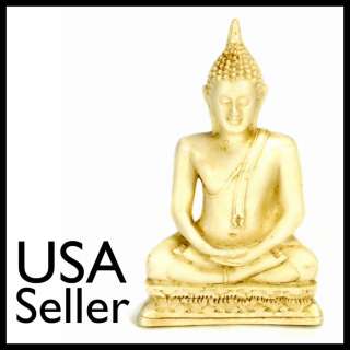 THAI BUDDHA STATUE Resin White Buddhist Deity Figurine  