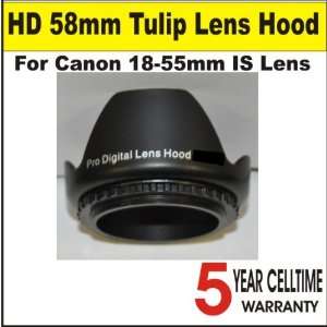  58mm Tulip Lens Hood for Canon 18 55mm IS Lens + 3 Year 