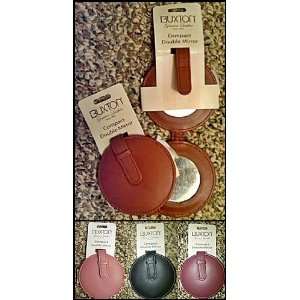  Buxton Genuine Leather Compact Double Mirror ~ Colors Vary 
