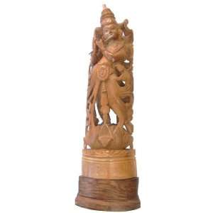  Wood Krishna 01 Hand Carved Hindu Lord God of Love Statue 