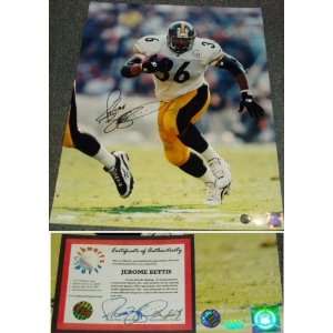  Jerome Bettis Signed Steelers Action 16x20 Sports 