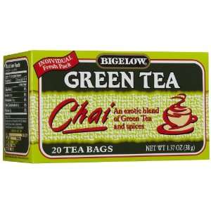 Bigelow Green Tea Chai Tea Bags, 20 ct, 3 pk:  Grocery 