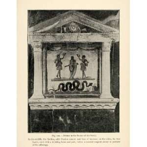 1899 Print Shrine Villa Vettii Roman Pompeii Fresco Art 