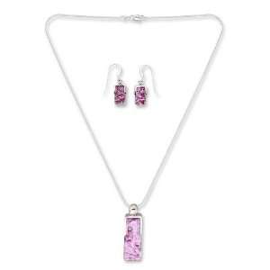  Dichroic art glass jewelry set, Cherry Crush Jewelry