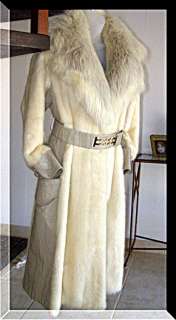 Retro Mink Fur Coat Silver Fox Collar Leather Cuffs Vintage $10,000 C 