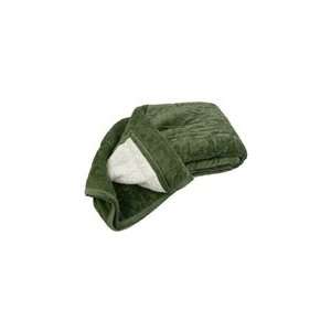  Green Quilted Borrego   Sherpa Fur Blanket Queen Size 