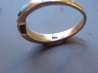 W6786  Beautiful Southwest Style   14k Inlay Ring   Opal, Onyx 
