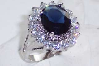 SALE  FAMOUS LADIES SAPPHIRE SIMULATED DIAMOND RING FAST 