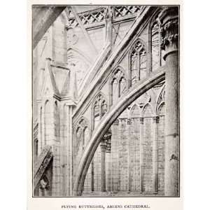  1918 Print Amiens Roman Catholic Cathedral Flying Buttress 