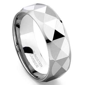  DISCOTEC Tungsten Carbide Faceted Wedding Ring Sz 11.5 