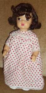 Vintage 1950s Hard Plastic Terri Lee Brunette Doll in Red Polka Dot 
