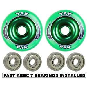 Metal Core Wheel 110mm GREEN with Abec 7 Bearings Installed (2 WHEELS 