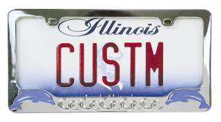 CHROME METAL DOLPHIN LICENSE PLATE FRAME CAR OR TRUCK  