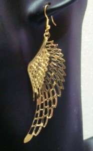 Gold/Tn. Smaller Angel Wings Dangle Chandelier Earrings  