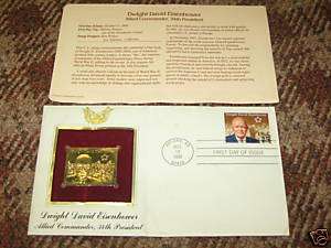 Eisenhower first day cover with gold stamp   10/13/1990  