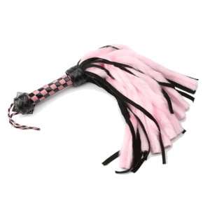  Ruff Doggie Flogger Suede and Fluff MINI   Pink and Black 