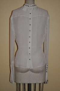 Chanel 03A RARE White Silk Blouse Top Shirt 40 NEW  