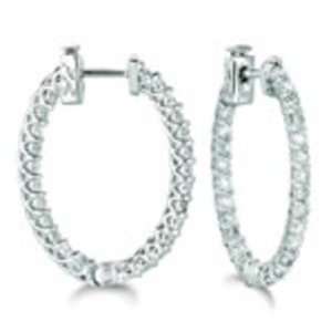    14K White Gold HI Diamond Hoop Earrings: Arts, Crafts & Sewing