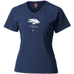  Nike Nevada Wolf Pack Ladies Navy Blue Team Logo T shirt 