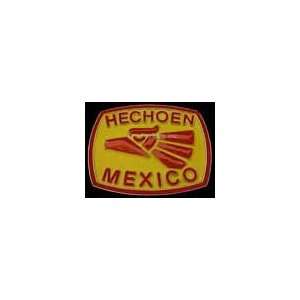  Hecho En Mexico 3d Heavy Belt Buckle RED and Yellow 