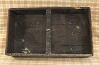   Antique Wooden Tool Carrier w Old Blue Green Paint & Mitered Corners