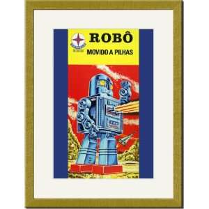   Gold Framed/Matted Print 17x23, Robo   Movido a Pilhas: Home & Kitchen