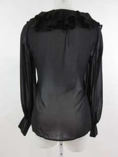 MILLAU Black Sheer Ruffle Detail Long Sleeve Blouse S  