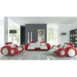  Franco Bonded Leather Sofa Set   White / Red: Home 