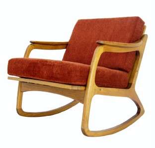 Vintage Danish Mid Century Modern Rocking Lounge Chair New Upholstery 