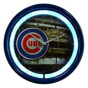  Chicago Cubs Wrigley Field Plasma Clock: Sports & Outdoors