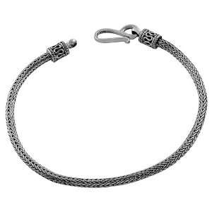   Oxidized Sterling Silver 3 mm Foxtail Bali Bracelet (8 Inch): Jewelry