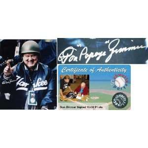  Don Zimmer Signed Yankees Military Helmet 16x20 w/Popeye 