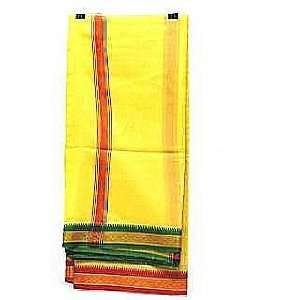   Silk Mixed Yellow Color Dhoti (Mens Wearing Cloth) 