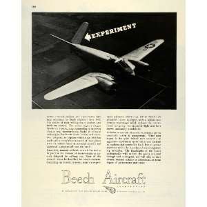 1945 Ad AT 10 Beechcraft Biplane Military Beech Aircraft WWII War 
