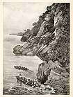 1890 Wood Engraving Mounteney Jephson Escape Tunguru Nile River Emin 