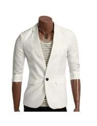 DOUBLJU Mens Casual Vivid Color Short Sleeve Blazer Jacket (092D)