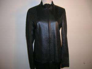 MARGON black cut out lamb leather skirt suit 42/6 8  