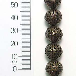  Round Filigree Metal Beads 8 Inch Strand Arts, Crafts 