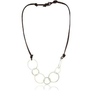 in2 design Ebba Black Leather and Silver Chain Necklace 
