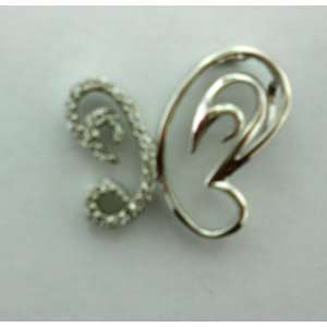  Sterling Silver CZ Lined Open Butterfly Pendant: Jewelry