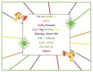 10 Laser Tag Birthday Party Invitations Personalized  