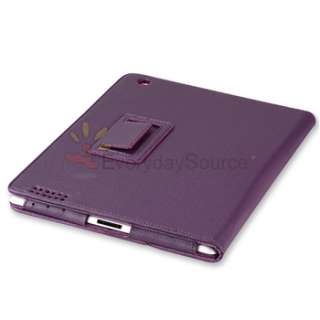 PURPLE LEATHER SMART COVER CASE STAND CASE FOR IPAD 2  
