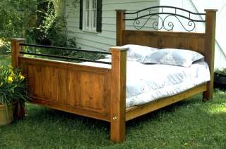 King Size Iron and Wood Bed, Handcrafted USA  
