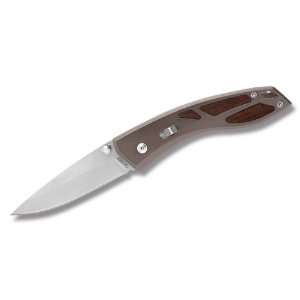   Knife, Fine Edge, Anodized Aluminum with Wood Inser