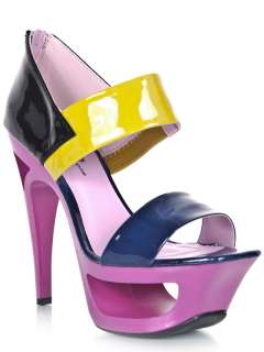 NEW WILD ROSE Women Colorblock Platform High Heel Stiletto sz Blue 