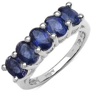  1.60 Carat Genuine Iolite Sterling Silver Ring: Jewelry