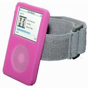  iPod Video Classic Pink Silicon Skin case with armband 